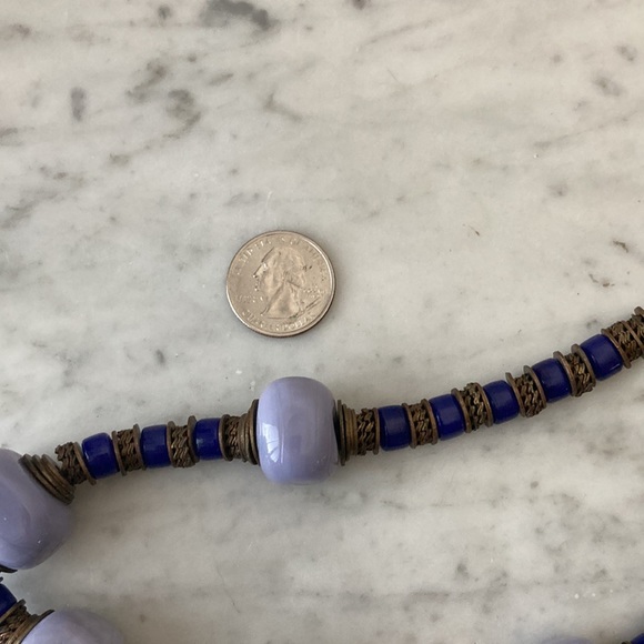 Murano Glass Necklace Artist Studio Made Purple Beads - Picture 8 of 8